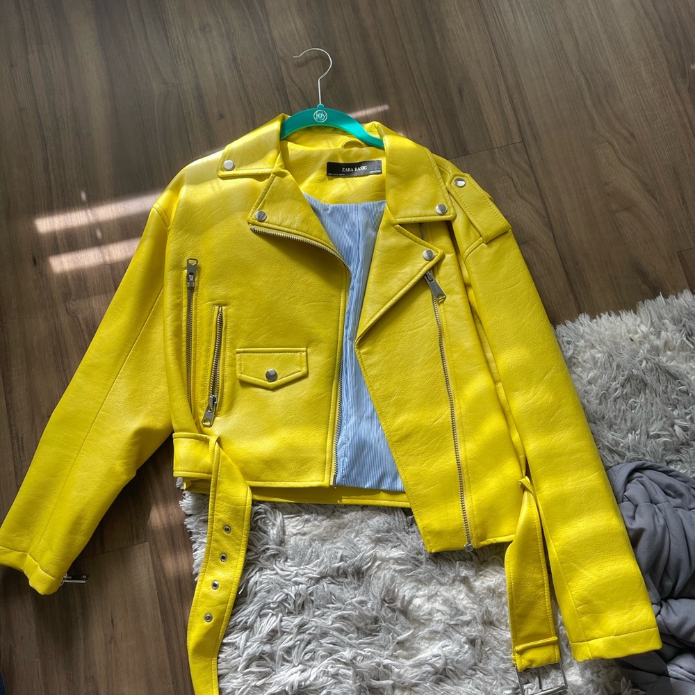 Zara yellow moto jacket